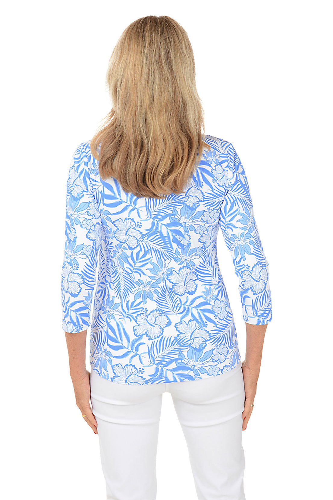 Hibiscus Garden Classic UPF50+ V-Neck Top