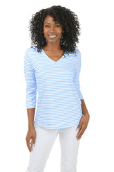 Striped Classic UPF50+ V-Neck Top