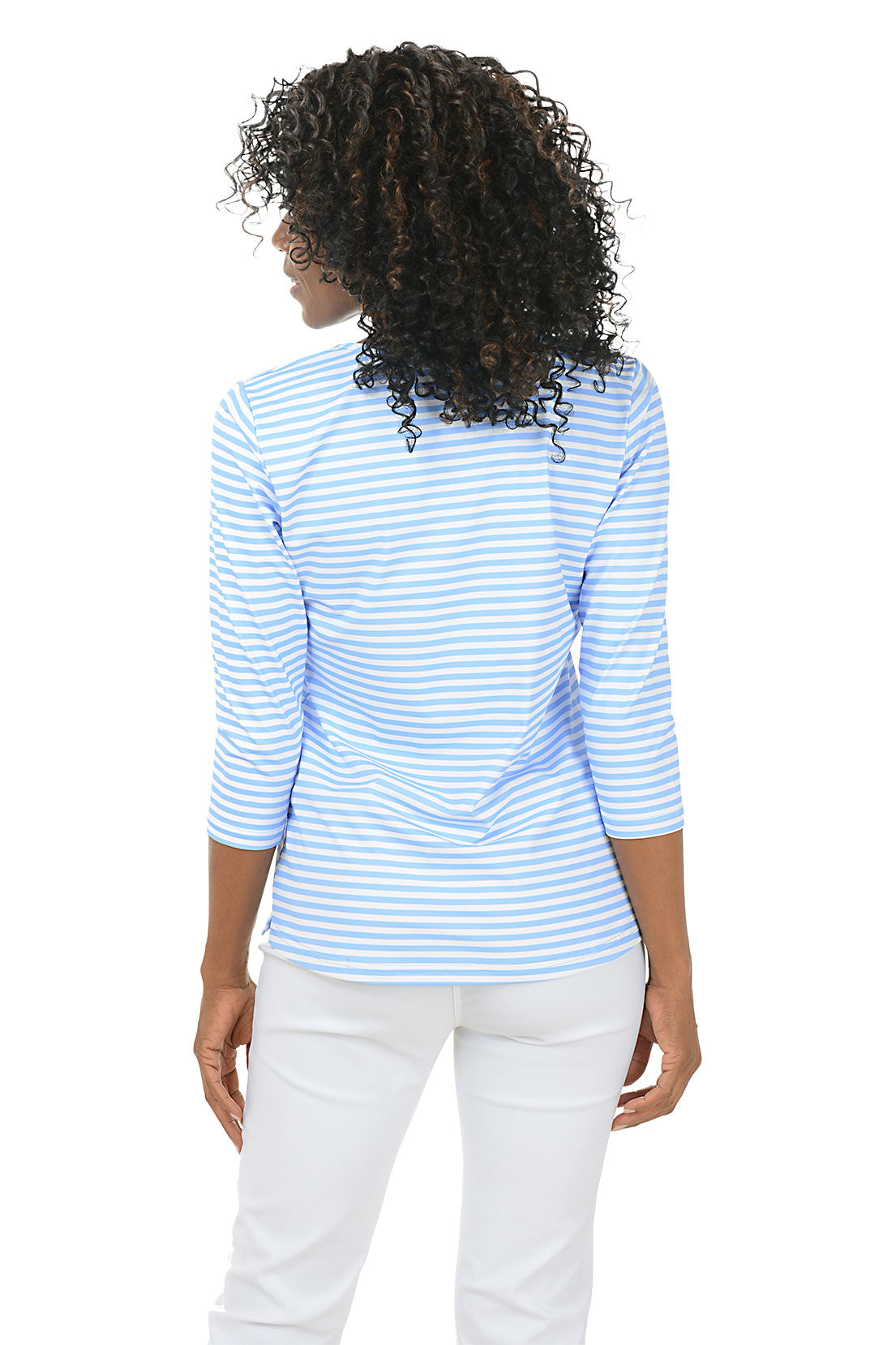 Striped Classic UPF50+ V-Neck Top