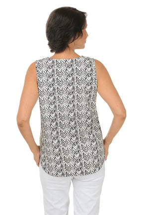 Sandy Chevron UPF50+ Split Neck Sleeveless Top