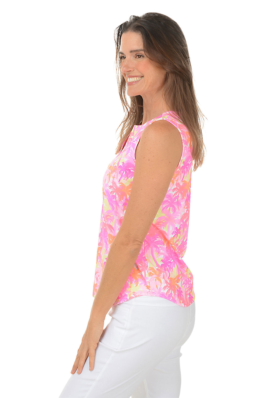 Sunset Grove UPF50+ Split Neck Sleeveless Top