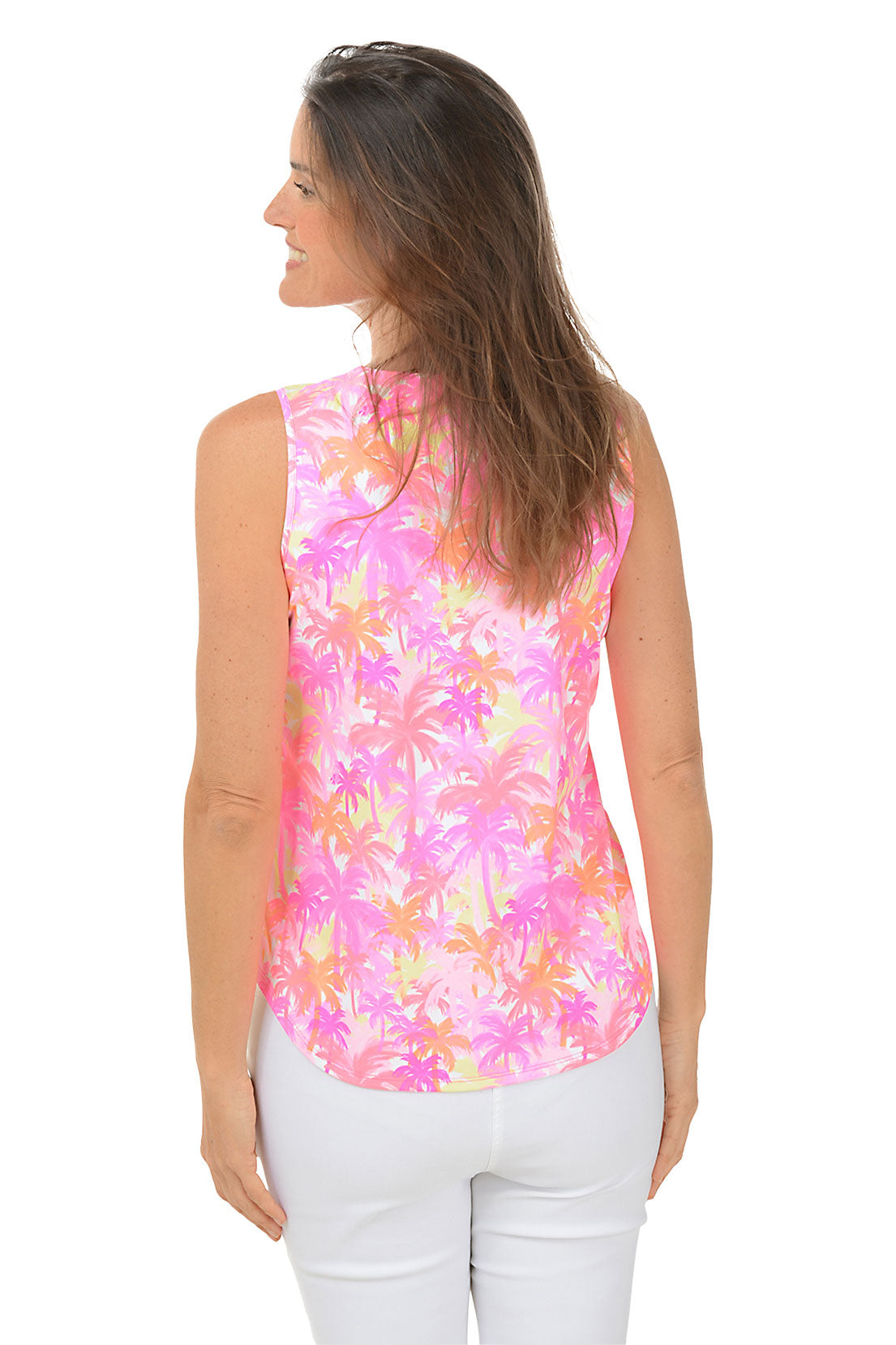 Sunset Grove UPF50+ Split Neck Sleeveless Top