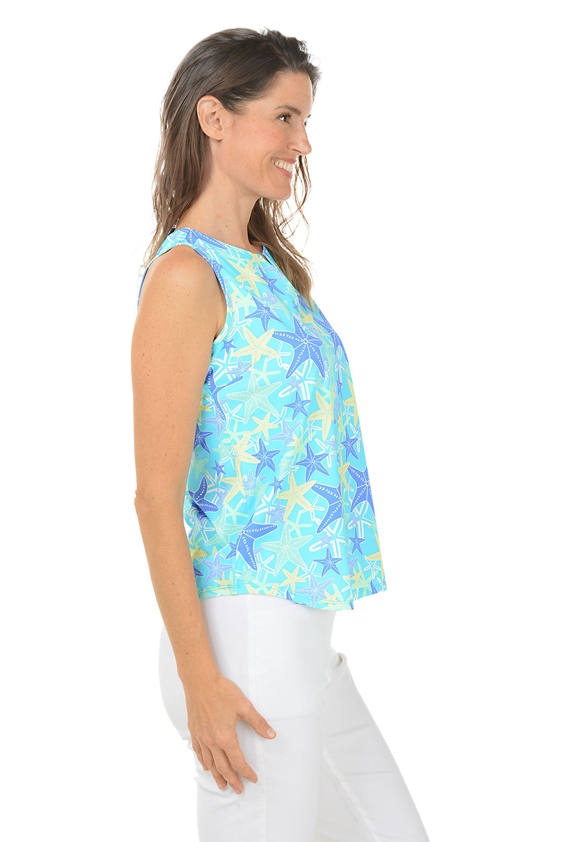 Starfish Explosion UPF50+ Split Neck Sleeveless Top