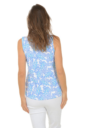 Blue Coral UPF50+ Ruffle Sleeveless Top