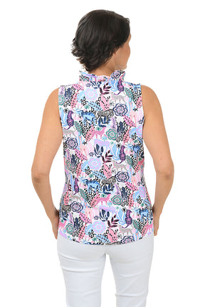 Floral Safari UPF50+ Ruffle Sleeveless Top