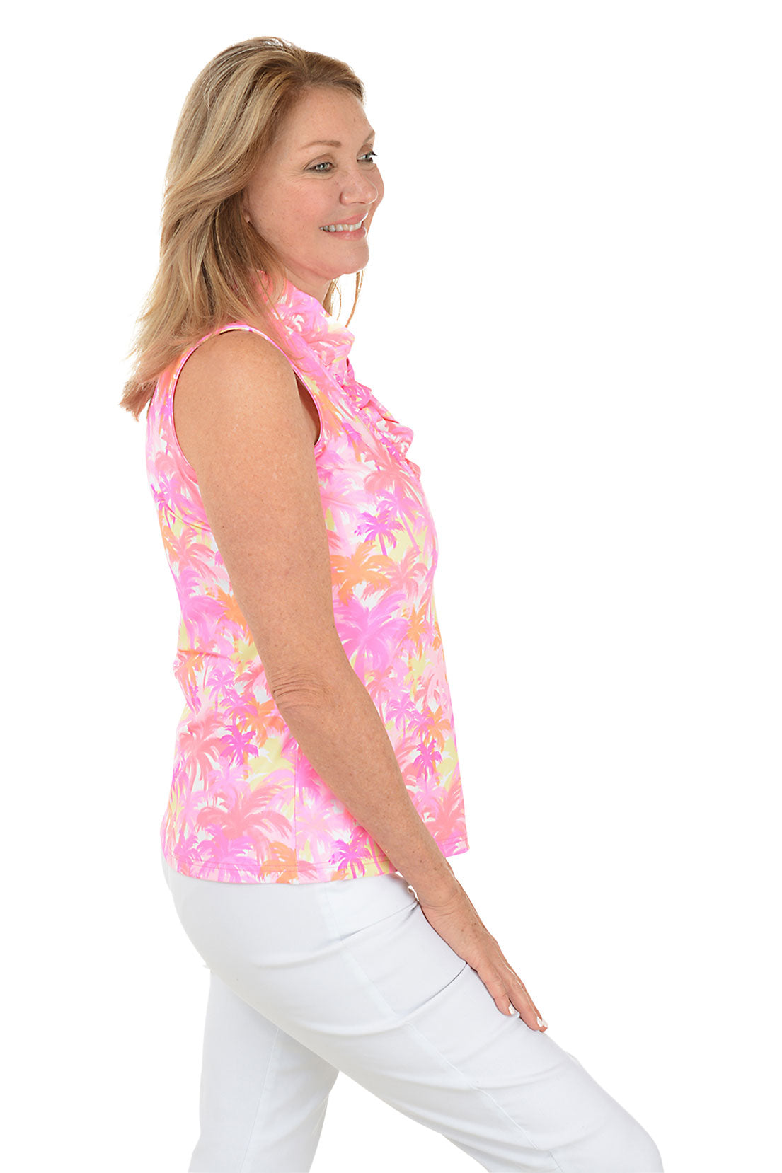 Sunset Grove UPF50+ Ruffle Sleeveless Top