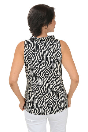 Bold Zebra UPF50+ Ruffle Sleeveless Top