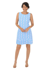 Periwinkle Optical Daisy UPF50+ Ruffle Dress