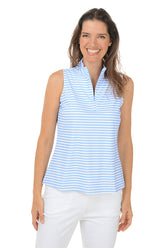 Periwinkle Striped UPF50+ Sleeveless Zip Top