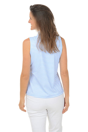 Periwinkle Striped UPF50+ Sleeveless Zip Top