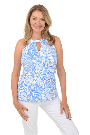 Hibiscus Garden UPF50+ Keyhole Sleeveless Top