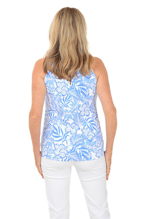 Hibiscus Garden UPF50+ Keyhole Sleeveless Top