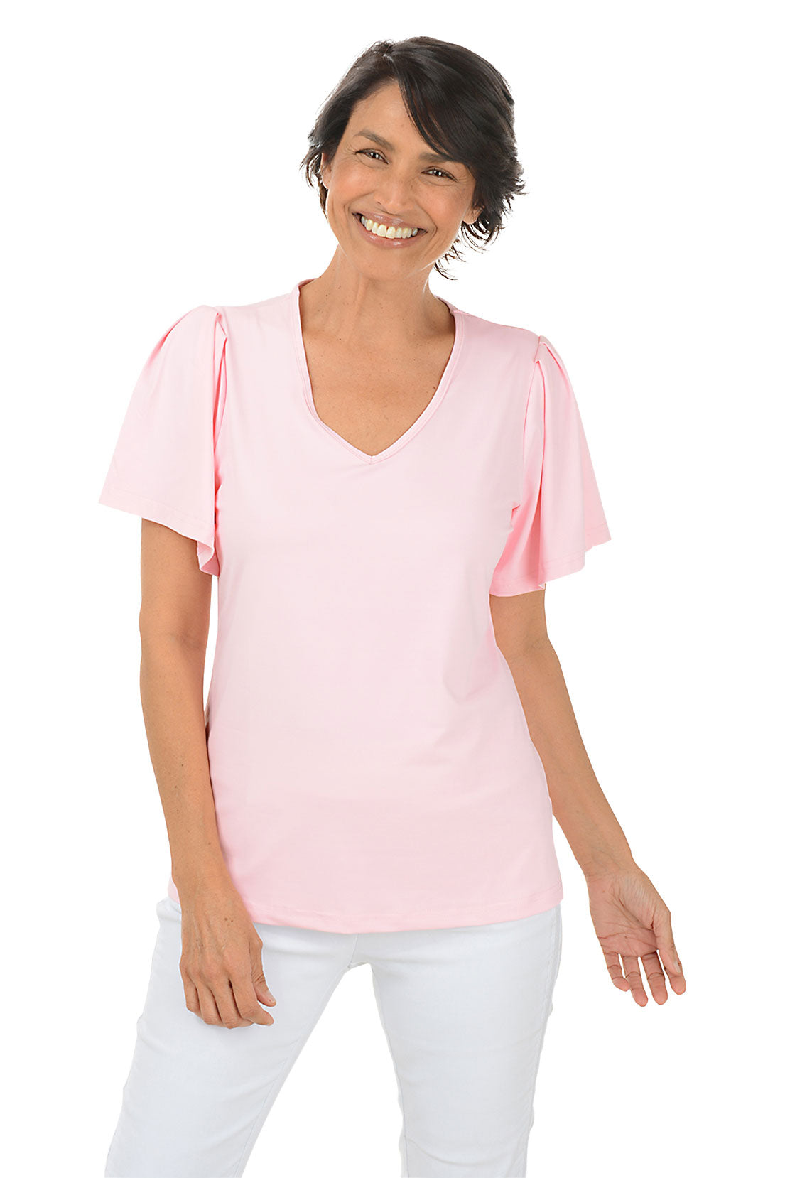 Solid UPF50+ Flutter Sleeve Top