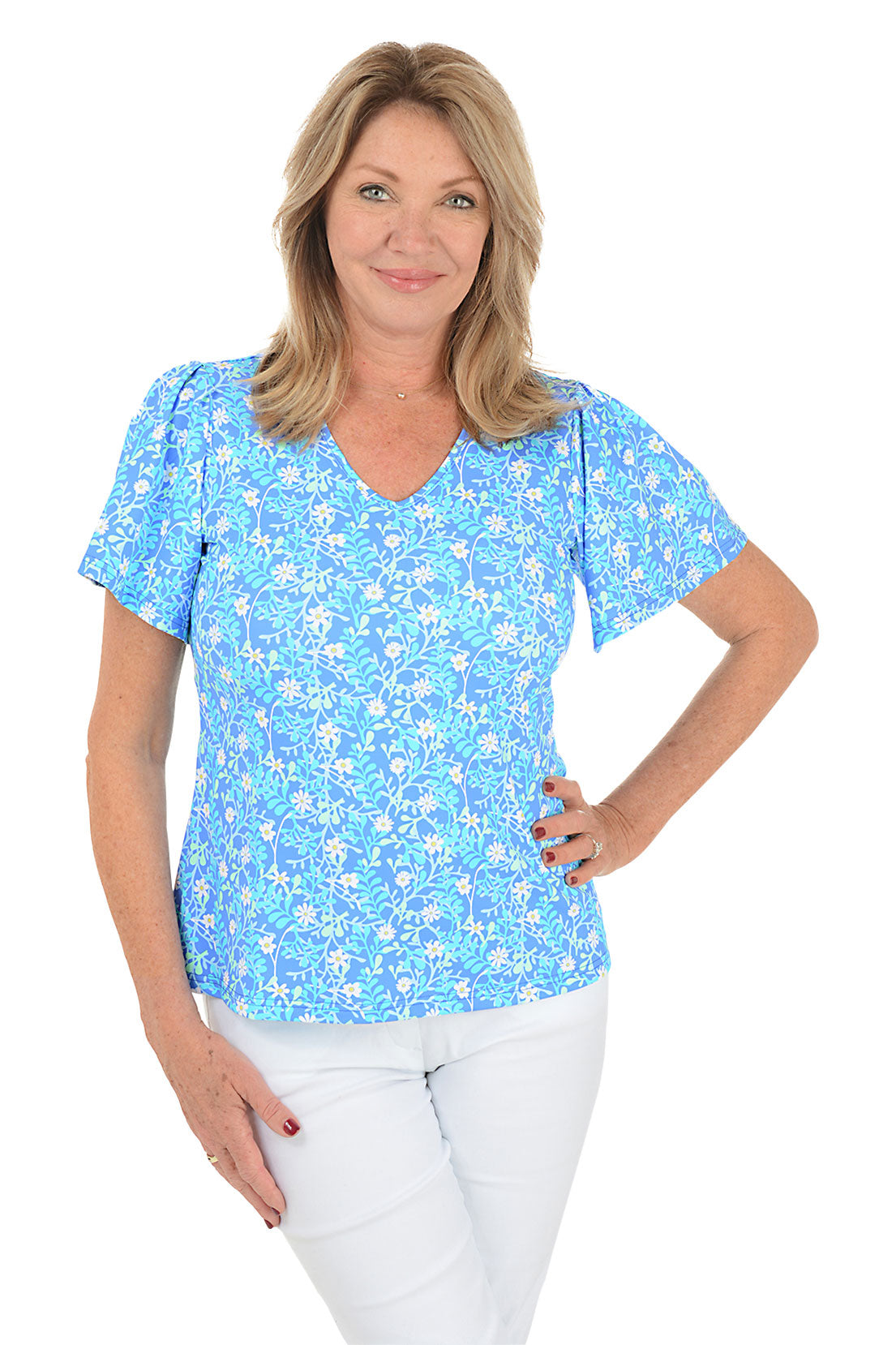 Spring Garden UPF50+ Flutter Sleeve Top