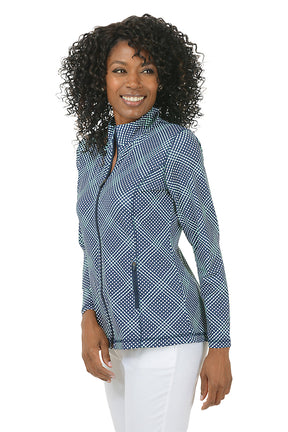 Navy Gingham UPF50+ Zip Front Jacket