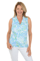 Maldives Calla Sleeveless Ruffle Neck Top