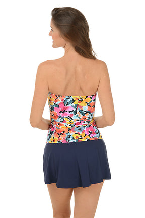 Gradient Floral Bandeau Tankini Top