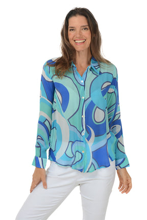 Cresting Waves Button-Front Shirt