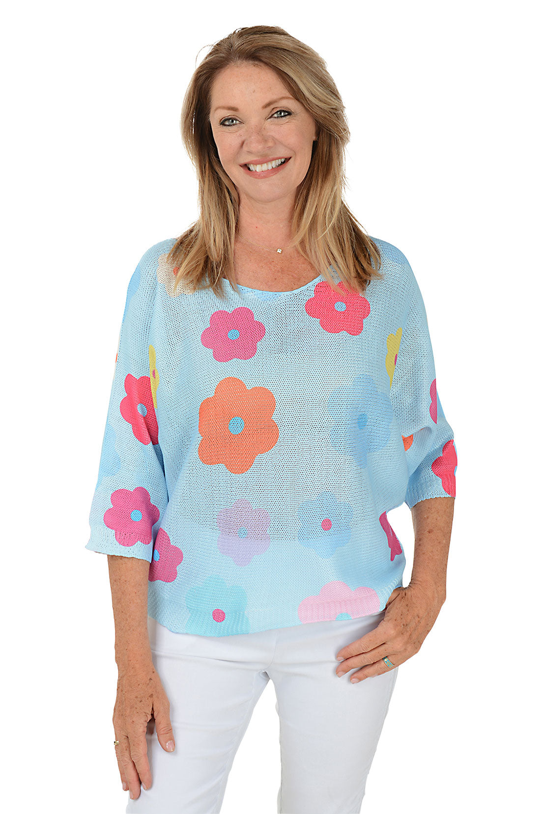 Daisy 3/4 Sleeve Lightweight Sweater