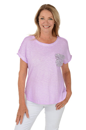 Sequined Pocket Cotton Tee