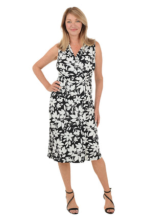 Floral Stretch Sleeveless Ruched Side Dress