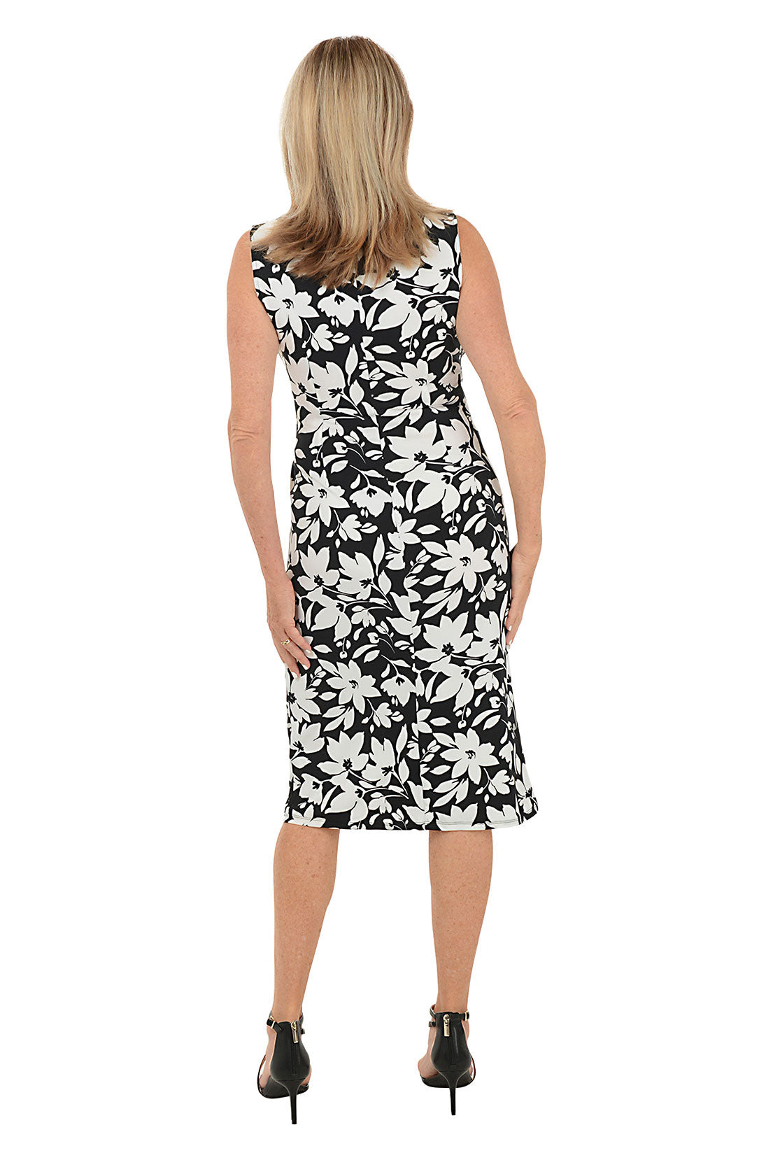 Floral Stretch Sleeveless Ruched Side Dress