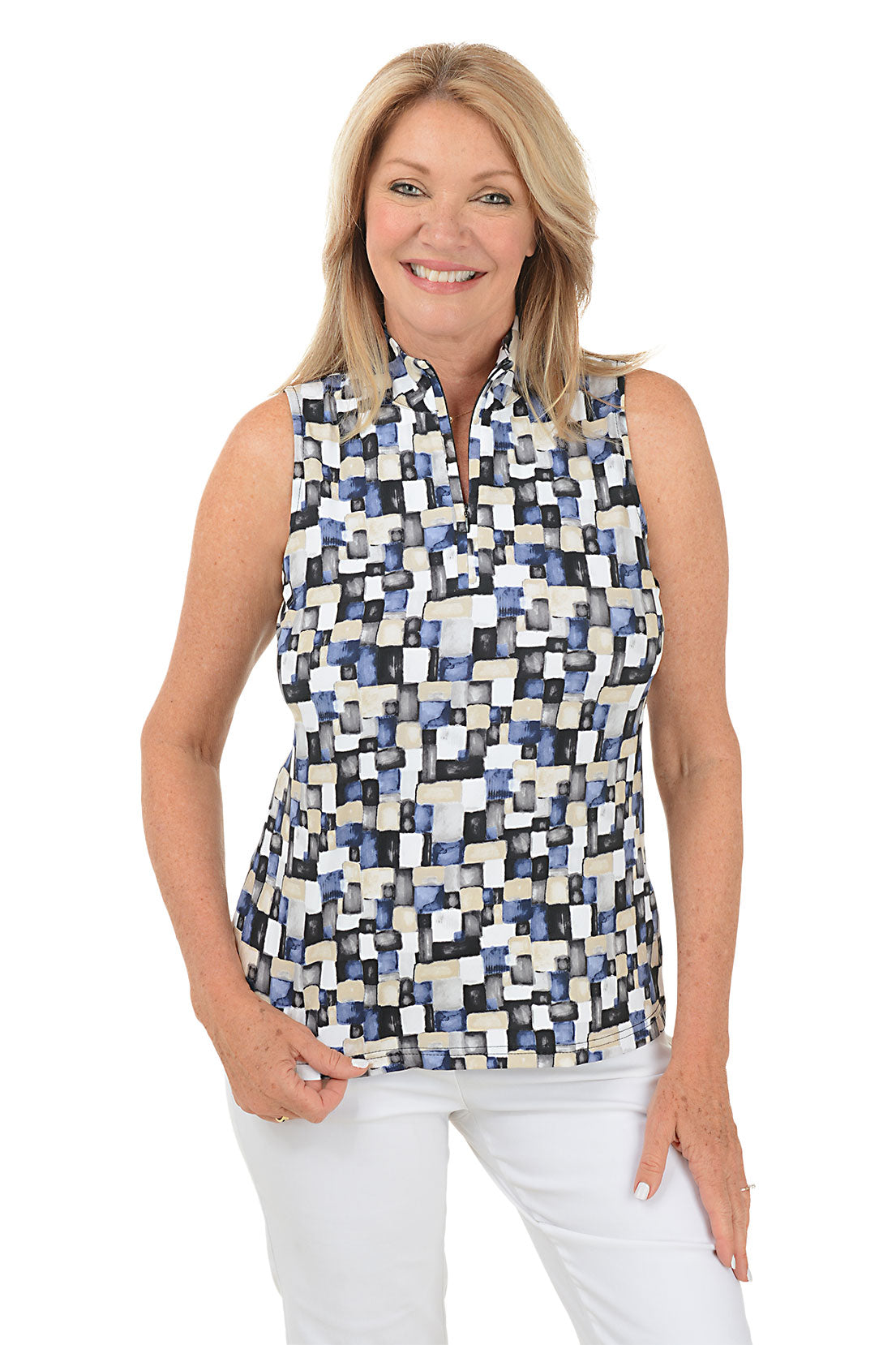 Neutral Cubes Cooling UPF50+ Sleeveless Zip Top