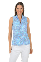 Sealife Dots Cooling UPF50+ Sleeveless Zip Top