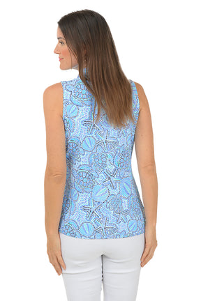 Sealife Dots Cooling UPF50+ Sleeveless Zip Top