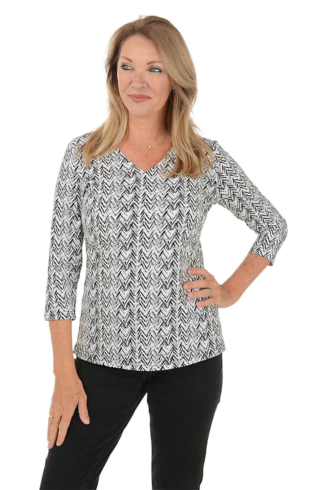 Sandy Chevron Classic UPF50+ V-Neck Top