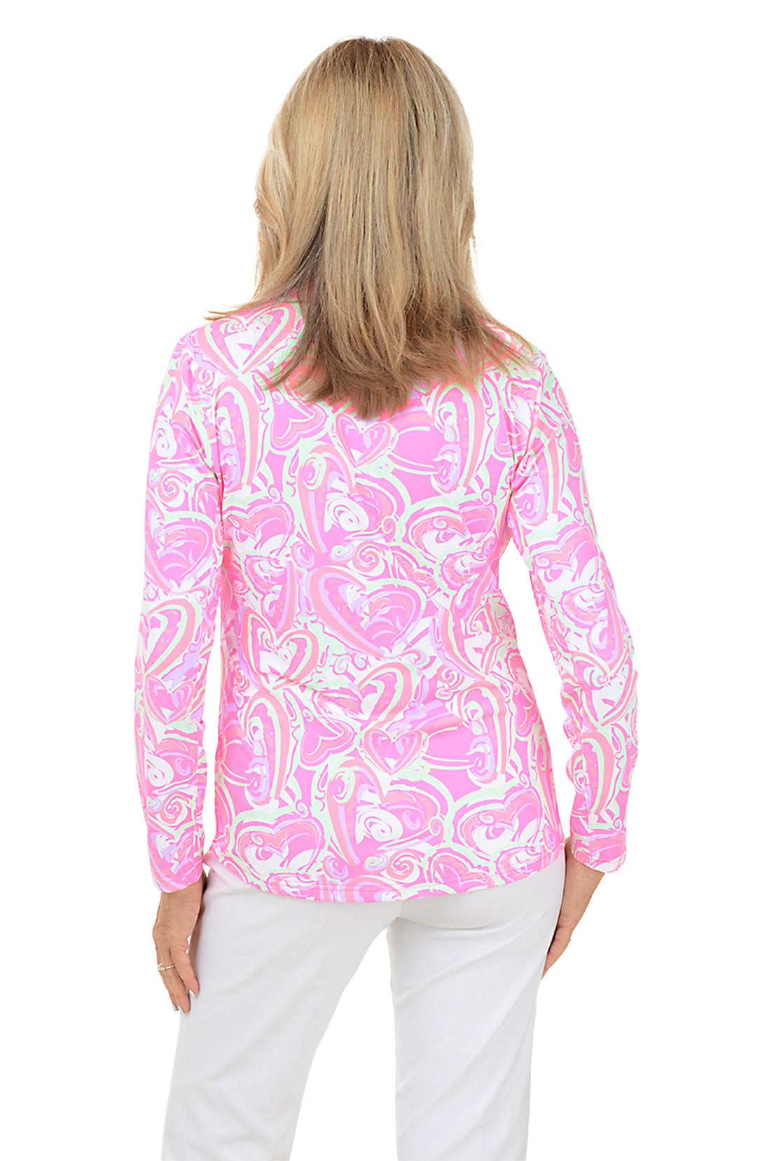 Pink Heart Explosion Mock Neck UPF50+ Top