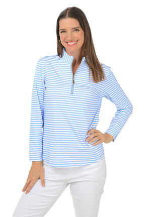 Periwinkle Striped Mock Neck UPF50+ Top