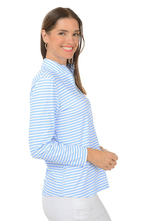 Periwinkle Striped Mock Neck UPF50+ Top