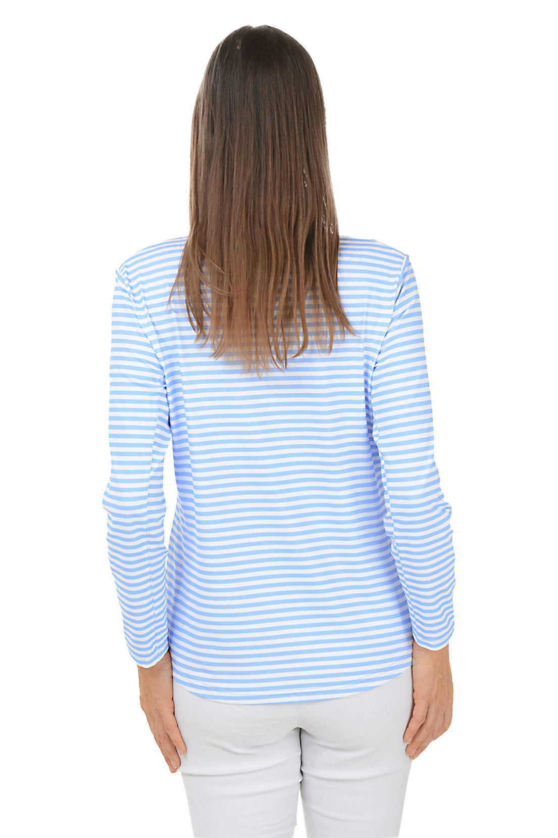 Periwinkle Striped Mock Neck UPF50+ Top