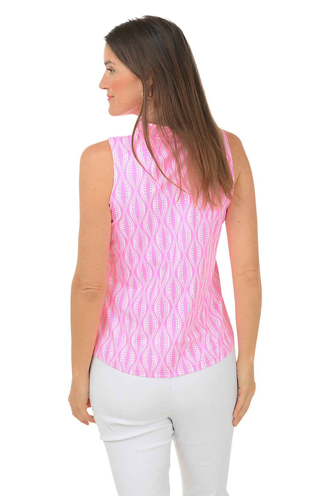 Pink Dot Your Eyes UPF50+ Ruffle Sleeveless Top