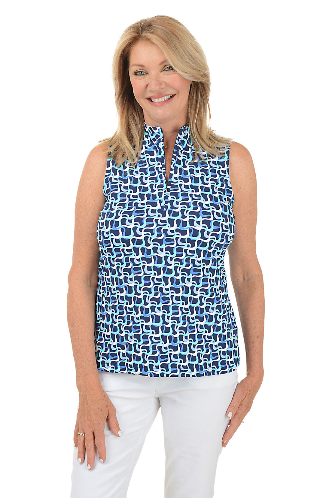 Blue Waves UPF50+ Sleeveless Zip Top