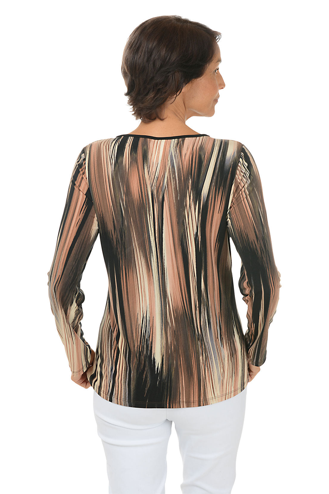 Mesh Keyholes Brushstroke Knit Top