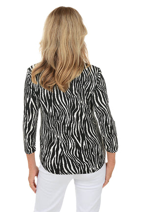 Petite Zebra Pocket Curved Hem Top