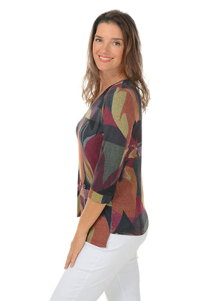 Autumn Triple Button Stepped Hem Top