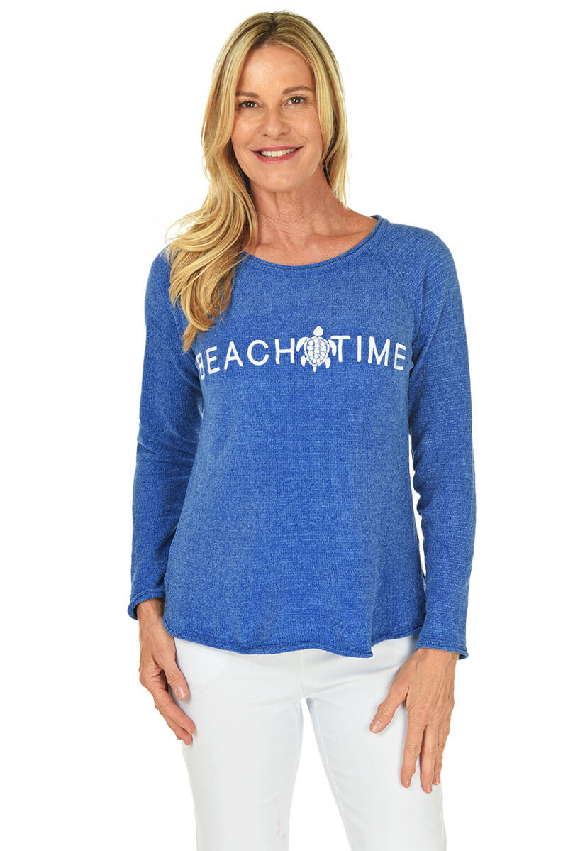 Beach Time Embroidered Chenille Sweater