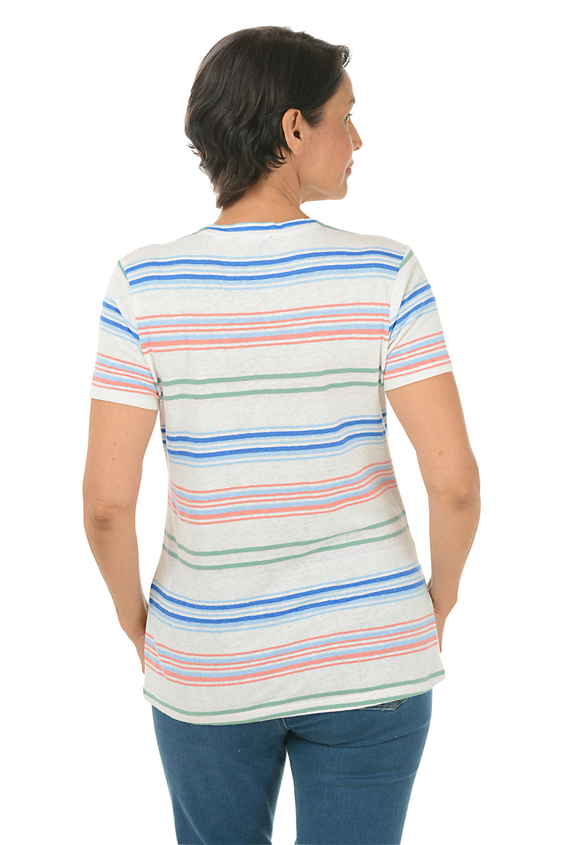 Lily Pad Striped Linen-Blend Tee