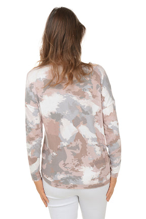 Rose Camo Long Dolman Sleeve Top