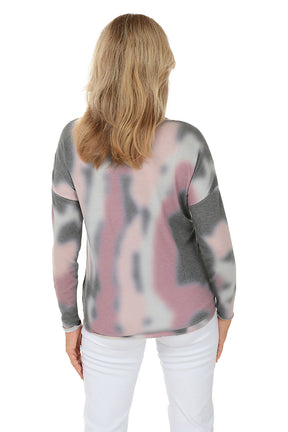 Blurry Tie-Dye Long Dolman Sleeve Top