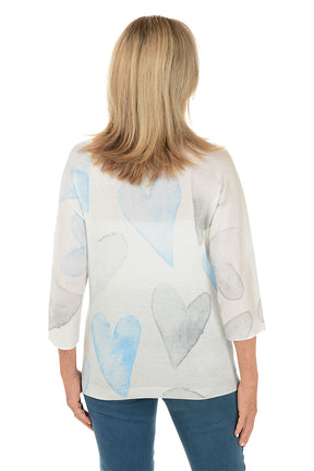 Watercolor Hearts Dolman Sleeve Sweater