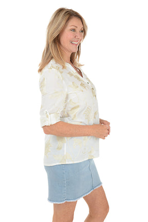 Gold Embroidered Floral Blouse