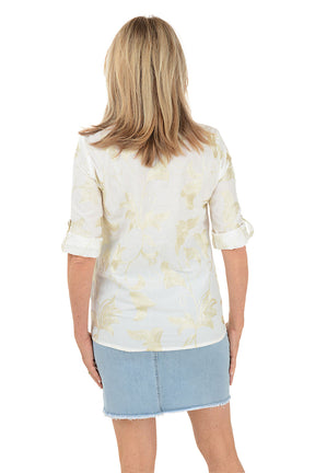 Gold Embroidered Floral Blouse