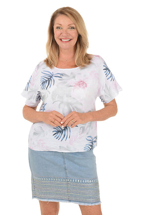 Lush Leaves Linen Blouse