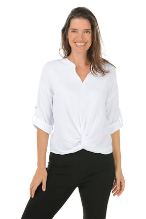 Twist Front Bubble Gauze Blouse