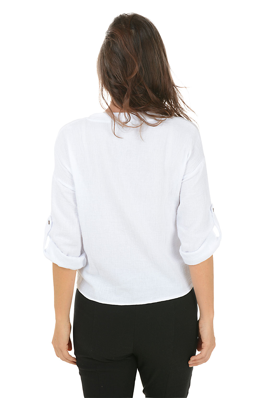 Twist Front Bubble Gauze Blouse