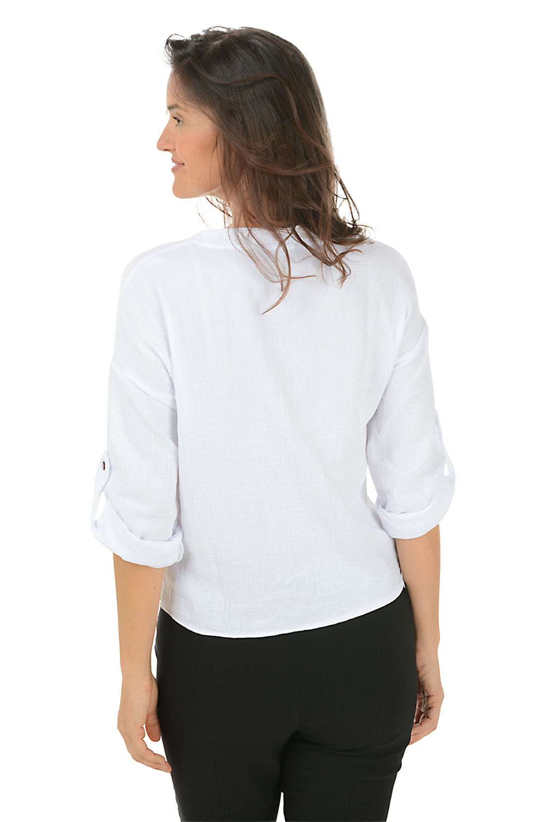 Twist Front Bubble Gauze Blouse